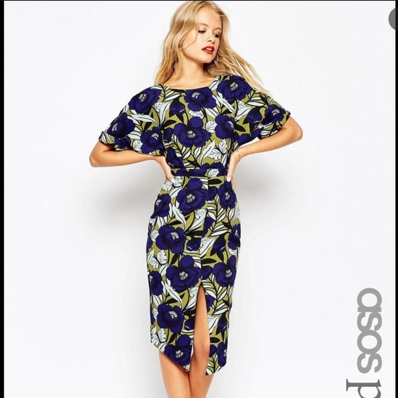 ASOS Dresses & Skirts - ASOS Wiggle Midi Dress Floral Print